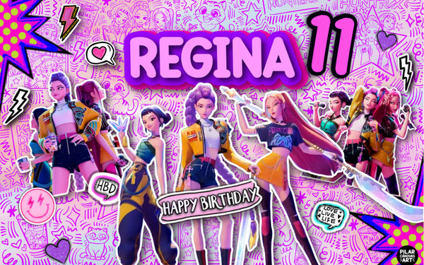 Personalized Party Banner K-pop Demon Hunter 3