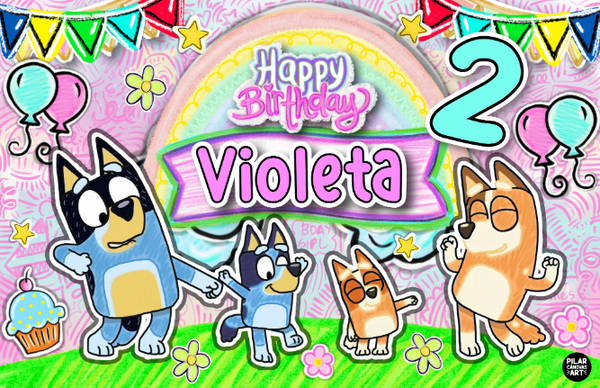 Personalized Party Banner Bluey Girl 2