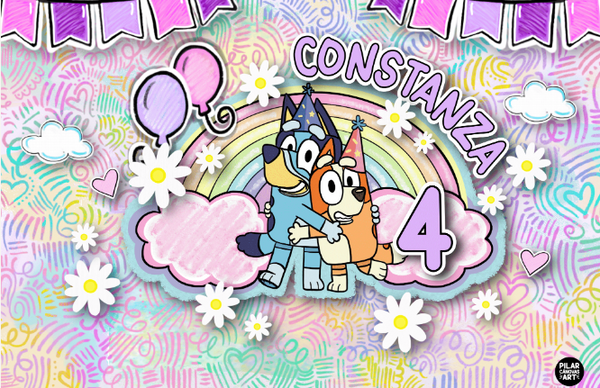 Personalized Party Banner Bluey Girl 3