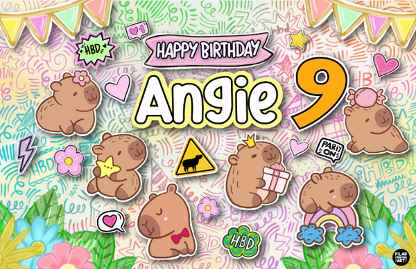 Personalized Party Banner Capybara Girl