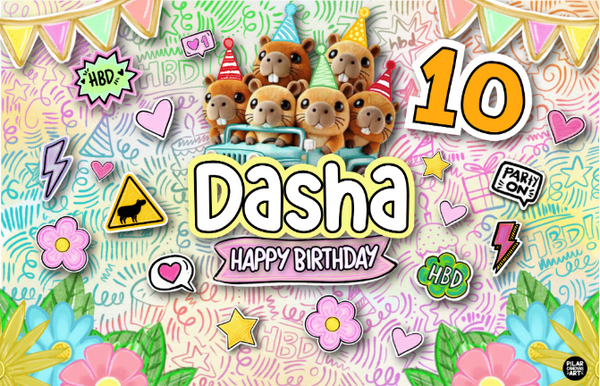 Personalized Party Banner Capybara Girl 2