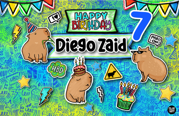 Personalized Party Banner Capybara Boy 2
