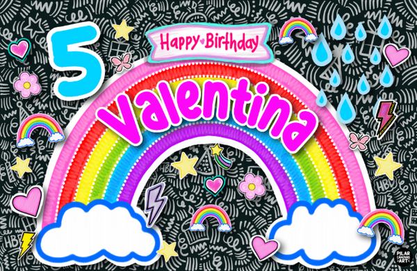 Personalized Party Banner Rainbow & Rain