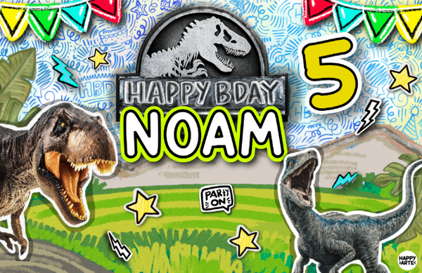 Personalized Party Banner Dinosaurs New