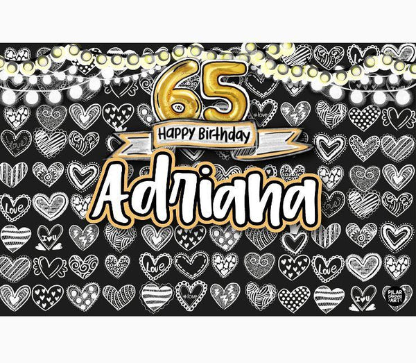Personalized Party Banner Golden Hearts