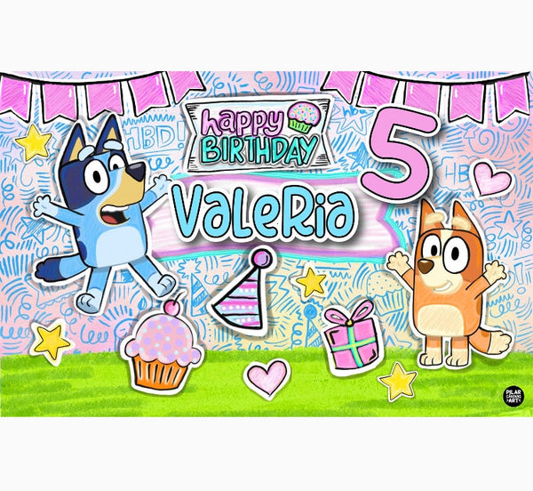 Personalized Party Banner Bluey Girl 1