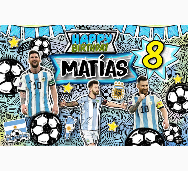 Personalized Party Banner Soccer Messi Argentina