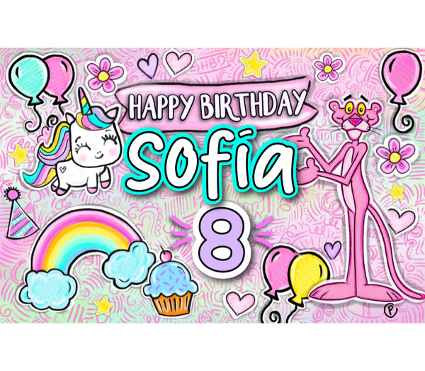 Personalized Party Banner Pink Panther