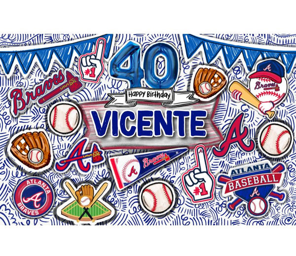 Personalized Party Banner Baseball Braves