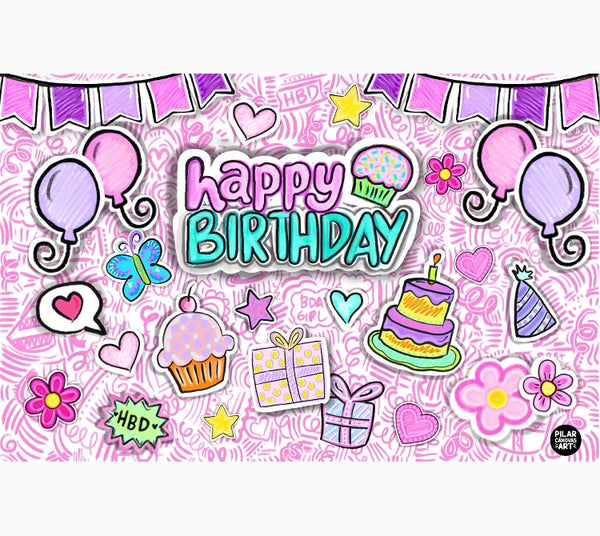 Personalized Party Banner Pink Birhtday