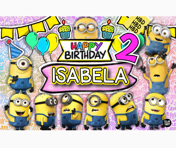 Personalized Party Banner Minions Girl