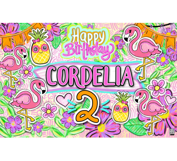 Personalized Party Banner Flamingos