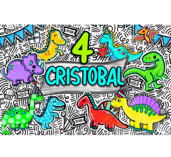 Personalized Party Banner Happy Dinosaurs