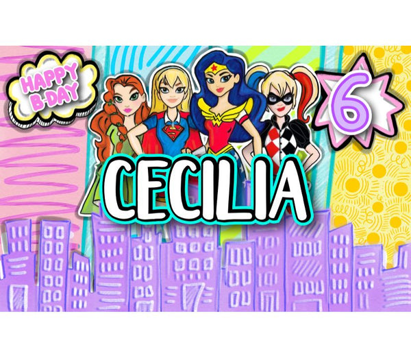 Personalized Party Banner Wonder Woman and Friends 2