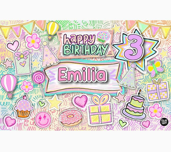 Personalized Party Banner Cake Party Color