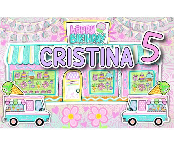 Personalized Party Banner Ice Cream Shop
