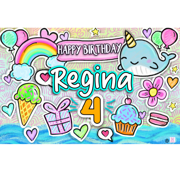 Personalized Party Banner Narwhal