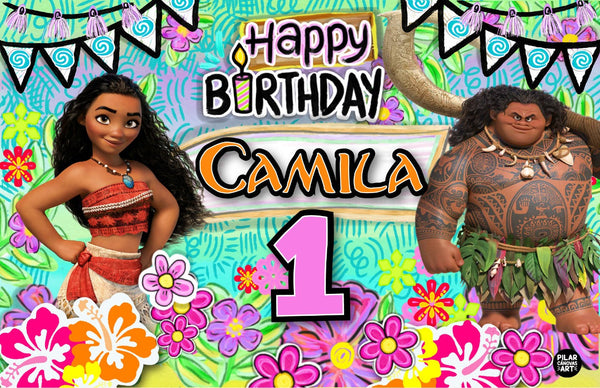 Personalized Party Banner Moana 3