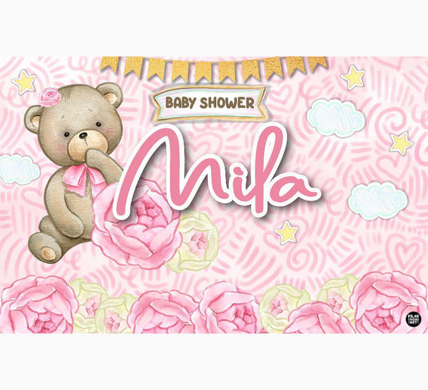 Personalized Party Banner Baby Shower Bear