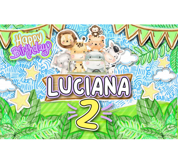 Personalized Party Banner Animals Safari Girl