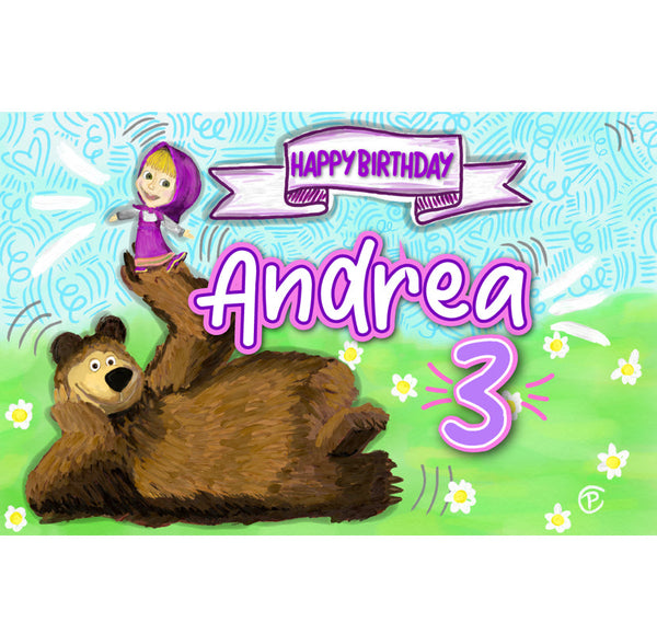 Personalized Party Banner Masha and The Bear 1