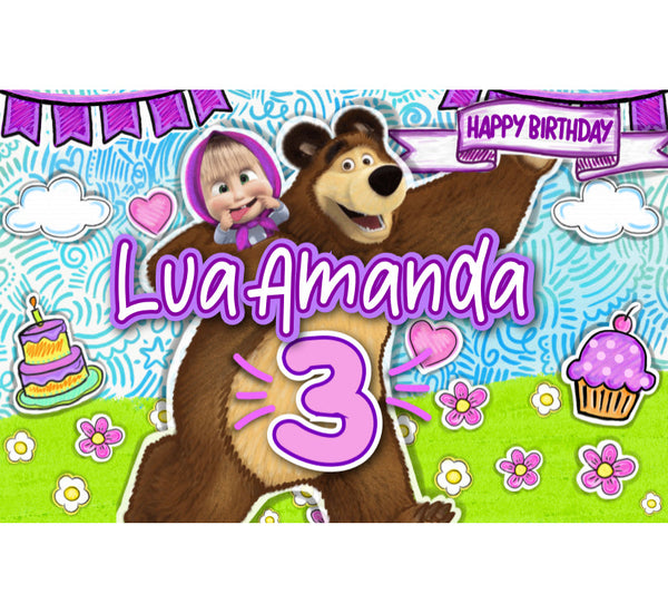 Personalized Party Banner Masha and The Bear 2