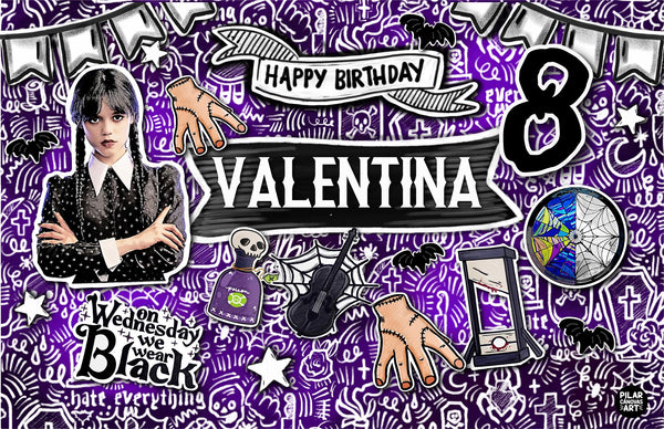 Personalized Party Banner Wednesday Addams 4