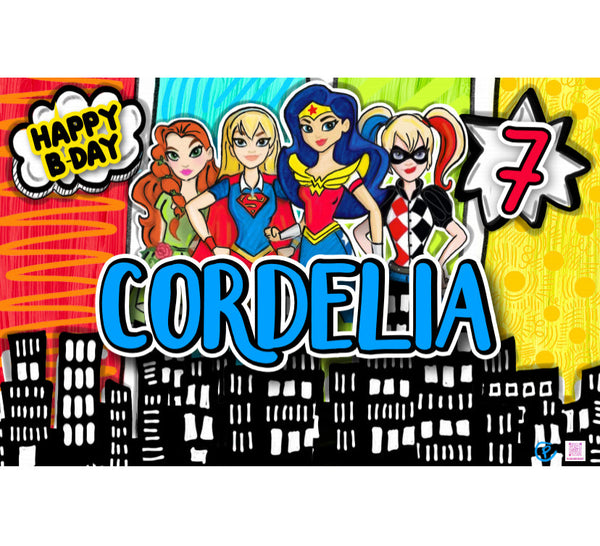 Personalized Party Banner Wonder Woman and Friends 1